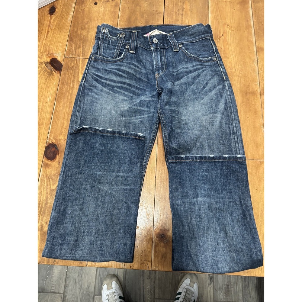 Levi's 523 Women's Relaxed Straight Leg Jeans Dark‎ Wash Size 28 x 32 Distressed